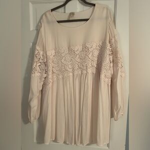 XCV1 Lace Accent Blouse - Cream
